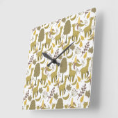 Horloge Carrée Motif sans couture Giraffe jaune blanc arrière - p (Angle)
