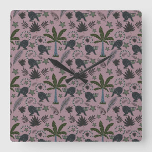 Horloge Carrée Motif sans couture Les animaux tropicaux sauts de 