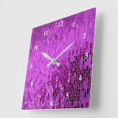 Horloge Carrée Motif Shimmer de bloc violet (Angle)
