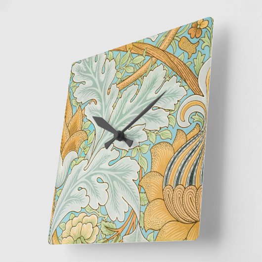 Horloge Carrée Motif St James (par William Morris) (Angle)