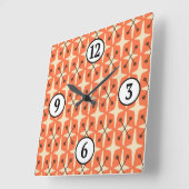 Horloge Carrée Motif Starburst moderne du milieu du siècle (Angle)