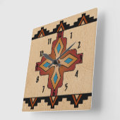 Horloge Carrée Motif Sud-Ouest (Angle)