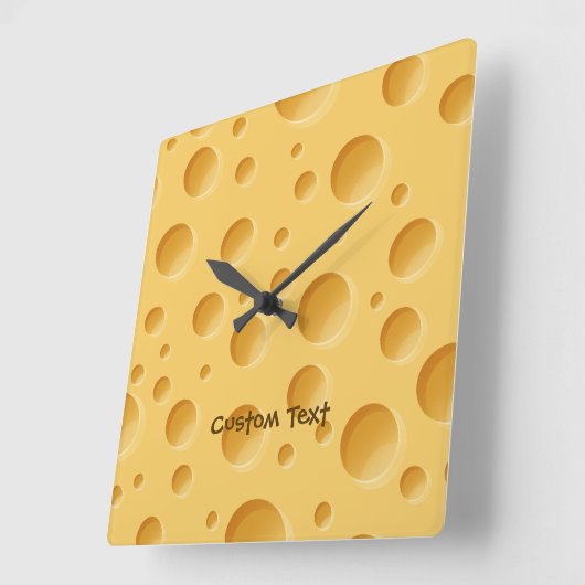 Horloge Carrée Motif suisse au fromage (Angle)