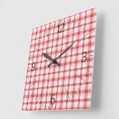Horloge Carrée Motif Tartan (Angle)