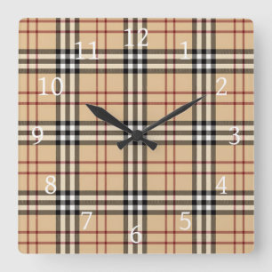 Horloge Carrée Motif Tartan Écossais