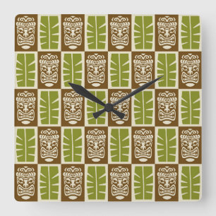 Horloge Carrée Motif Tiki