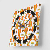 Horloge Carrée Motif Ukulele vertical (Angle)