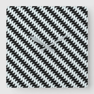 Horloge Carrée Motif Vagues Noir et Bleu Clair