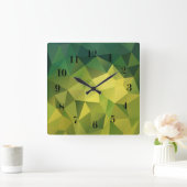 Horloge Carrée Motif vert jaune (Maison)