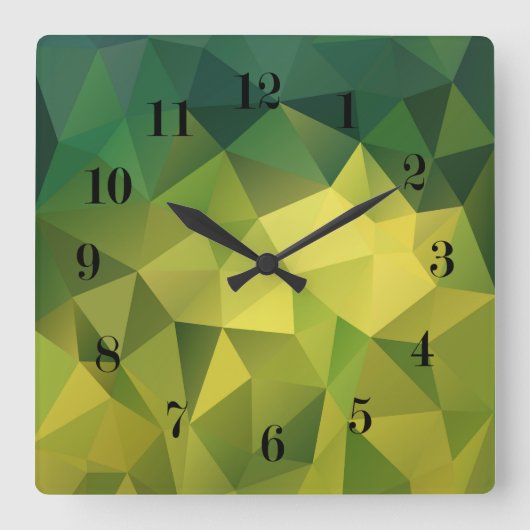 Horloge Carrée Motif vert jaune (Recto)
