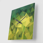 Horloge Carrée Motif vert jaune (Angle)
