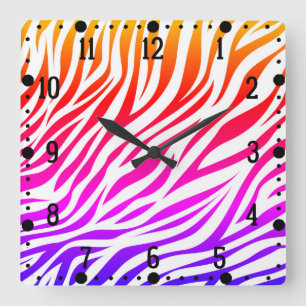 Horloge Carrée Motif Zebra Multicoloured Skin Stripes-22164