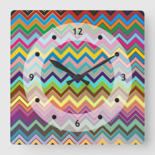 Horloge Carrée Motif ZIGZAG - couleur + vos idées