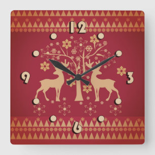 Horloge Carrée Motifs de Noël