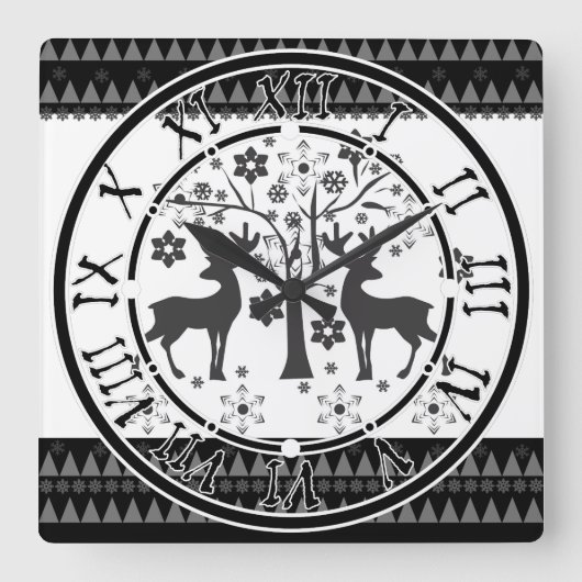 Horloge Carrée Motifs de Noël (Recto)
