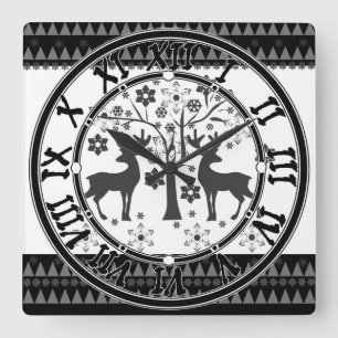 Horloge Carrée Motifs de Noël
