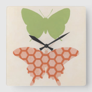 Horloge Carrée Motifs de papillon décoratifs sur l'arrière - plan