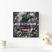 Horloge Carrée Motivation de la musculation (Maison)