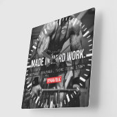 Horloge Carrée Motivation de la musculation (Angle)