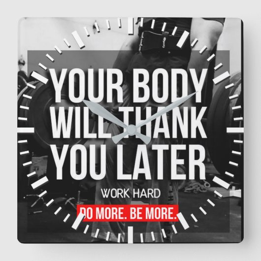 Horloge Carrée Motivation de l'entraînement (Recto)