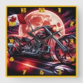 Horloge Carrée Moto canadienne sous un clair de lune (Recto)