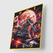 Horloge Carrée Moto canadienne sous un clair de lune (Angle)