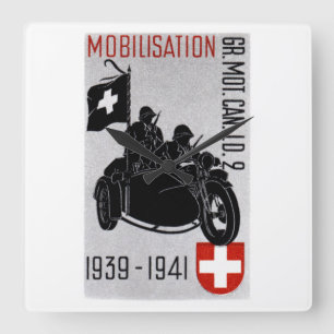 Horloge Carrée Moto Recon Suisse 2ème guerre mondiale