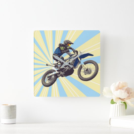 Horloge Carrée Motocross (Maison)