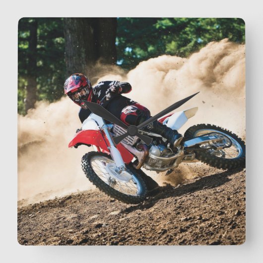 Horloge Carrée Motocross (Recto)