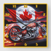 Horloge Carrée Motocyclette canadienne au clair de lune (Recto)