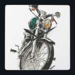Horloge Carrée Motocyclette en encre I<br><div class="desc">Motocyclette d'Ink I par Annie Warren</div>