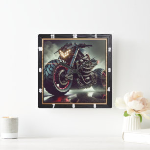 Horloge Carrée Motocyclette futuriste avec voyants