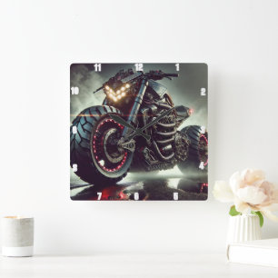 Horloge Carrée Motocyclette futuriste avec voyants