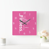 Horloge Carrée Mots fitness (Maison)