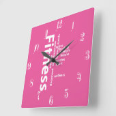 Horloge Carrée Mots fitness (Angle)