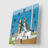 Horloge Carrée Mouette idiote (Angle)
