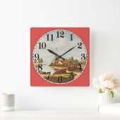 Horloge Carrée Moulin à vent et eau (Maison)
