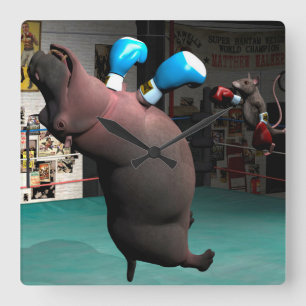 Horloge Carrée Mouse bat Hippo KO