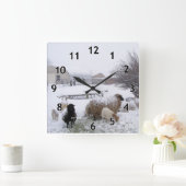 Horloge Carrée Mouton de neige (Maison)