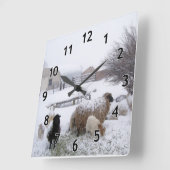 Horloge Carrée Mouton de neige (Angle)