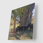 Horloge Carrée Moutons sous les arbres (Angle)