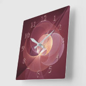 Horloge Carrée Mouvement Vin Moderne Abstrait Rouge Rose Fractal  (Angle)