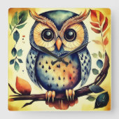 Horloge Carrée Mr. Primitive Owl (Recto)