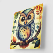Horloge Carrée Mr. Primitive Owl (Angle)
