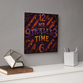 Horloge Carrée Mr. Tickler wall clock./super villain clock