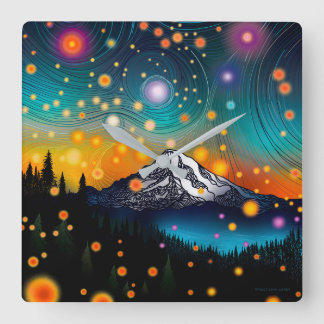 Horloge Carrée Mt. Rainier Starry Sky