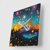 Horloge Carrée Mt. Rainier Starry Sky (Angle)