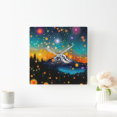 Horloge Carrée Mt. Rainier Starry Sky (Maison)
