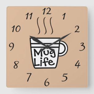 Horloge Carrée Mug Life Wall Clock