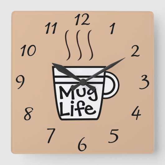 Horloge Carrée Mug Life Wall Clock (Recto)
